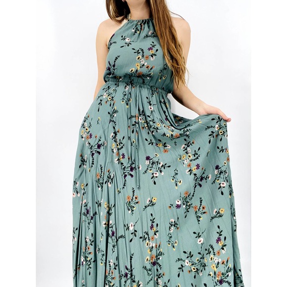 Olivaceous Dresses & Skirts - Olivaceous Blue Floral Maxi Dress